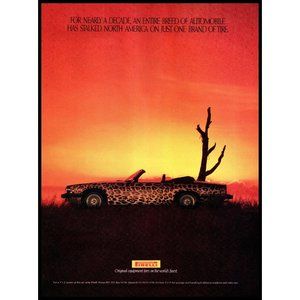 1989 Pirelli Tires Jaguar XJS Convertible Vintage Print Ad Sunset Wall Art Photo